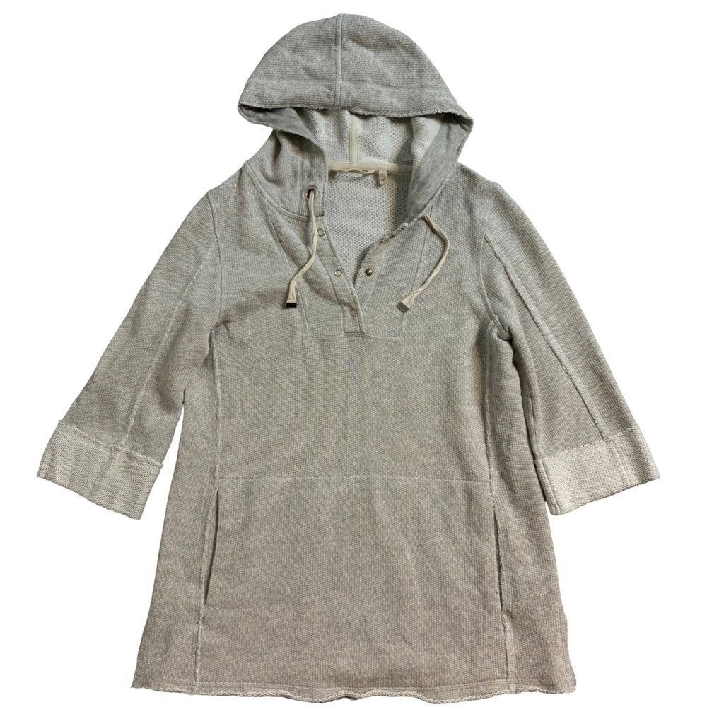Soft Surroundings Just Beachy Pullover French Terry Hooded Gray Top Small